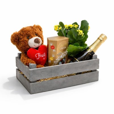 Dárkový box s medvídkem a šampaňským